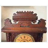 Antique Victorian Eastlake Walnut Mantel Shelf Clock Carved Case