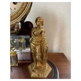 Ansonia Figural Mantel Clock Under Plastic/Acrylic Dome Cover- Untested