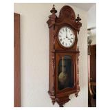 Antique Style Wooden Wall Regulator Clock w Pendulum Roman Dial