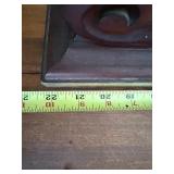 Antique German Tambour Mantel Clock Wood Case w Pendulum