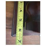 Antique German Tambour Mantel Clock Wood Case w Pendulum