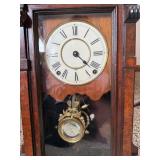 Antique Wooden Mantel Clock Roman Dial Pendulum 21in Untested
