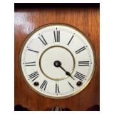 Antique Wooden Mantel Clock Roman Dial Pendulum 21in Untested