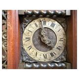 Vintage Dutch Style Wall Clock w Brass Weights Chains Wood Case