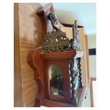 Vintage Dutch Style Wall Clock w Brass Weights Chains Wood Case