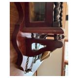 Vintage Dutch Style Wall Clock w Brass Weights Chains Wood Case