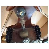 Vintage Dutch Style Wall Clock w Brass Weights Chains Wood Case