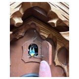 Vintage German Carved Wood Cuckoo Clock w Weights Pendulum, As Is