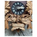 Vintage German Carved Wood Cuckoo Clock w Weights Pendulum, As Is