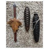 Vintage German Carved Wood Cuckoo Clock w Weights Pendulum, As Is