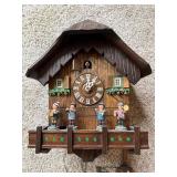 Vintage Chalet Cuckoo Wall Clock 4 Dancers Musicians Pendulum Chains