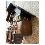 Vintage Chalet Cuckoo Wall Clock 4 Dancers Musicians Pendulum Chains