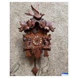 German Carved Wood Cuckoo Wall Clock w Squirrels Pendulum (As-Is) - Untested
