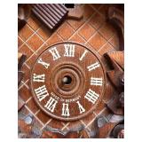German Carved Wood Cuckoo Wall Clock w Squirrels Pendulum (As-Is) - Untested
