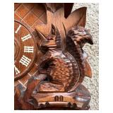 German Carved Wood Cuckoo Wall Clock w Squirrels Pendulum (As-Is) - Untested