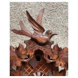 German Carved Wood Cuckoo Wall Clock w Squirrels Pendulum (As-Is) - Untested