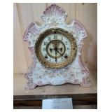 Ansonia Royal Bonn Mantel Clock - Floral Porcelain, 1895 Antique Decor