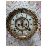 Ansonia Royal Bonn Mantel Clock - Floral Porcelain, 1895 Antique Decor
