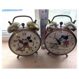 Bradley Mickey Mouse Twin Bell Alarm Clocks (Lot of 2)