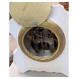 Porcelain Mantel Clock With Floral Crackle Glaze - Brass Bezel - 2-Wind Movement