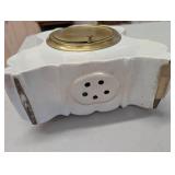 Porcelain Mantel Clock With Floral Crackle Glaze - Brass Bezel - 2-Wind Movement