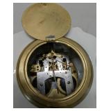 Porcelain Mantel Clock With Floral Crackle Glaze - Brass Bezel - 2-Wind Movement