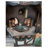 Black Forest Chalet Cuckoo Clock with Moving Balcony Figures & Pinecone Weights
