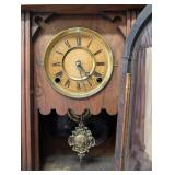 Welch Gerster 1880 Antique Oak Mantel Clock with Pendulum