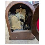 Henry Birks & Sons Mantel Clock - Oak Case, Brass Bezel, Floral Inlay
