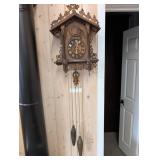 Vintage Black Forest Carved Cuckoo Clock with Pinecone Weights, 1940s
