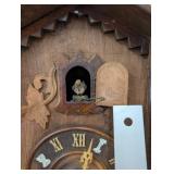 Vintage Black Forest Carved Cuckoo Clock with Pinecone Weights, 1940s
