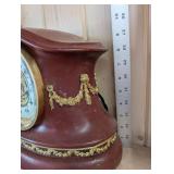 Waterbury Wine Whiz Mantel Clock - Maroon Case with Gold Garland Trim