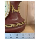 Waterbury Wine Whiz Mantel Clock - Maroon Case with Gold Garland Trim