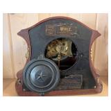 Waterbury Wine Whiz Mantel Clock - Maroon Case with Gold Garland Trim