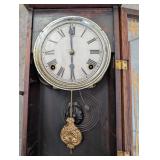 Sessions Wall Clock - Oak Case, Pendulum, Roman Dial, Made in USA