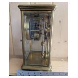Ansonia Mantel Clock - Brass & Glass Case, 8-Day Time/Strike, Enamel Dial