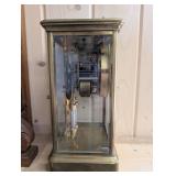 Ansonia Mantel Clock - Brass & Glass Case, 8-Day Time/Strike, Enamel Dial