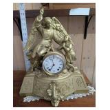 SETH THOMAS Angel Mantel Clock - Goldtone with Praying Girl Figure