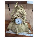 SETH THOMAS Angel Mantel Clock - Goldtone with Praying Girl Figure