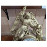 SETH THOMAS Angel Mantel Clock - Goldtone with Praying Girl Figure