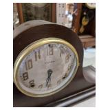 Ingraham Duplex Magic Mantel Clock - Arch-Top Dark Wood Case, Brass Bezel, Bristol CT