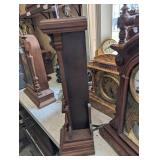 Antique Carved Oak Mantel Clock with Brass Dial and Pendulum
