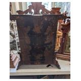 Antique Carved Oak Mantel Clock with Brass Dial and Pendulum
