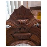 Antique Carved Oak Mantel Clock with Pendulum - Roman Dial, 19th Century