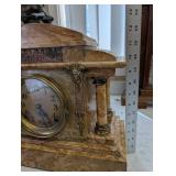 Seth Thomas Marble Mantel Clock - Antique Four-Column Onyx-Style Marble Case