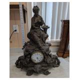 Seth Thomas Clock Co. Mantel Clock with Seated Female Figure & Floral Detail