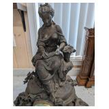 Seth Thomas Clock Co. Mantel Clock with Seated Female Figure & Floral Detail