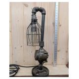 Rockwell Mfg Co Industrial Lamp - Dual Edison Bulb Sockets, Wire Cage & Gear Base