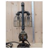 Rockwell Mfg Co Industrial Lamp - Dual Edison Bulb Sockets, Wire Cage & Gear Base