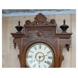 Ingraham Barthold 1890 Wall Clock - Antique Carved Oak Case